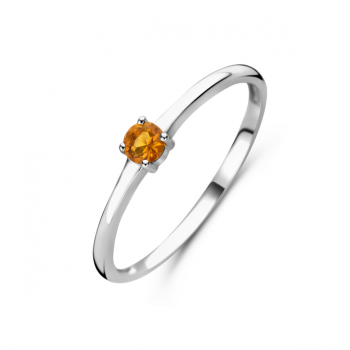 Ring, zilver gerhodineerd met citrien (maat 17) - 24300