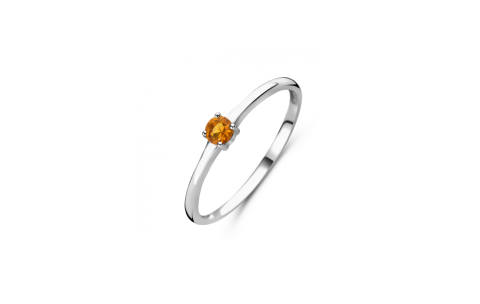 Ring, zilver gerhodineerd met citrien (maat 17) - 24300