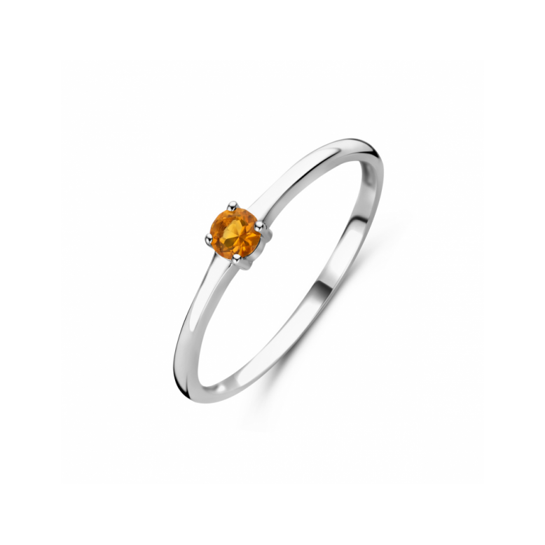 Ring, zilver gerhodineerd met citrien (maat 17) - 24300