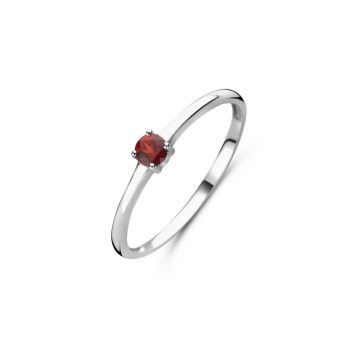 Ring, zilver gerhodineerd met granaat (maat 18) - 24324