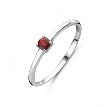 Ring, zilver gerhodineerd met granaat (maat 18) - 24324