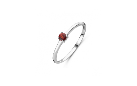 Ring, zilver gerhodineerd met granaat (maat 18) - 24324
