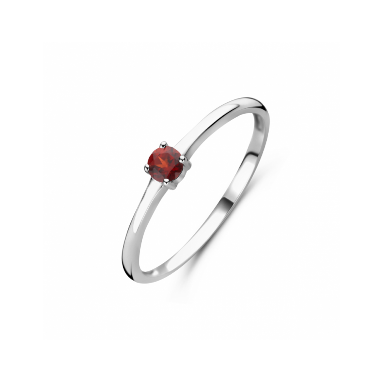 Ring, zilver gerhodineerd met granaat (maat 18) - 24324