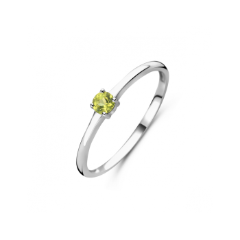 Ring, zilver gerhodineerd met peridot (maat 17) - 24342