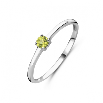 Ring, zilver gerhodineerd met peridot (maat 17) - 24342