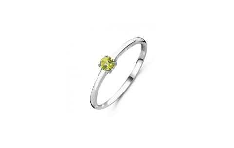 Ring, zilver gerhodineerd met peridot (maat 17) - 24342