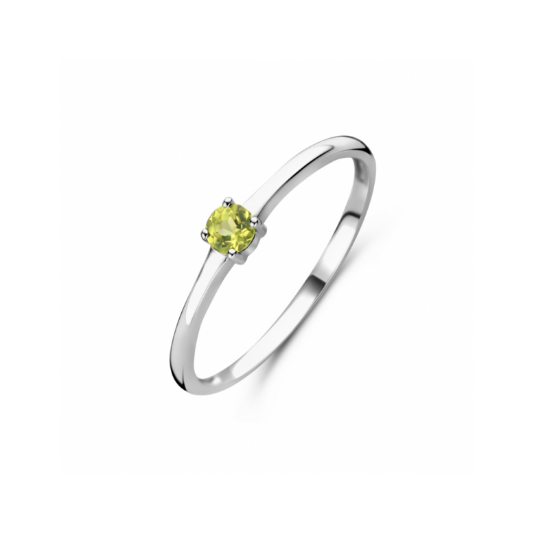 Ring, zilver gerhodineerd met peridot (maat 17) - 24342