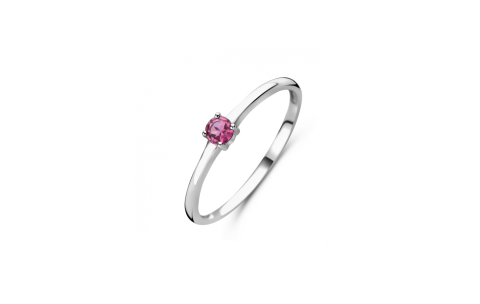 Ring, zilver gerhodineerd met toermalijn (maat 16,5) - 24325