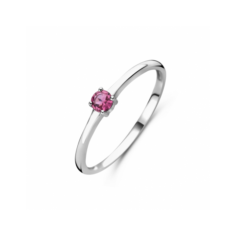 Ring, zilver gerhodineerd met toermalijn (maat 16,5) - 24325