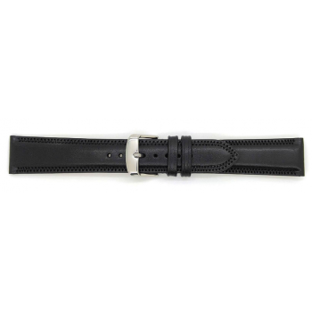 Vegtable Tanned leather watch strap with decorative Zig-Zag stitching, Remborded and padded with 5mm turn edge loops. Thickness descending from 4.5 to 3.2mm - 23003