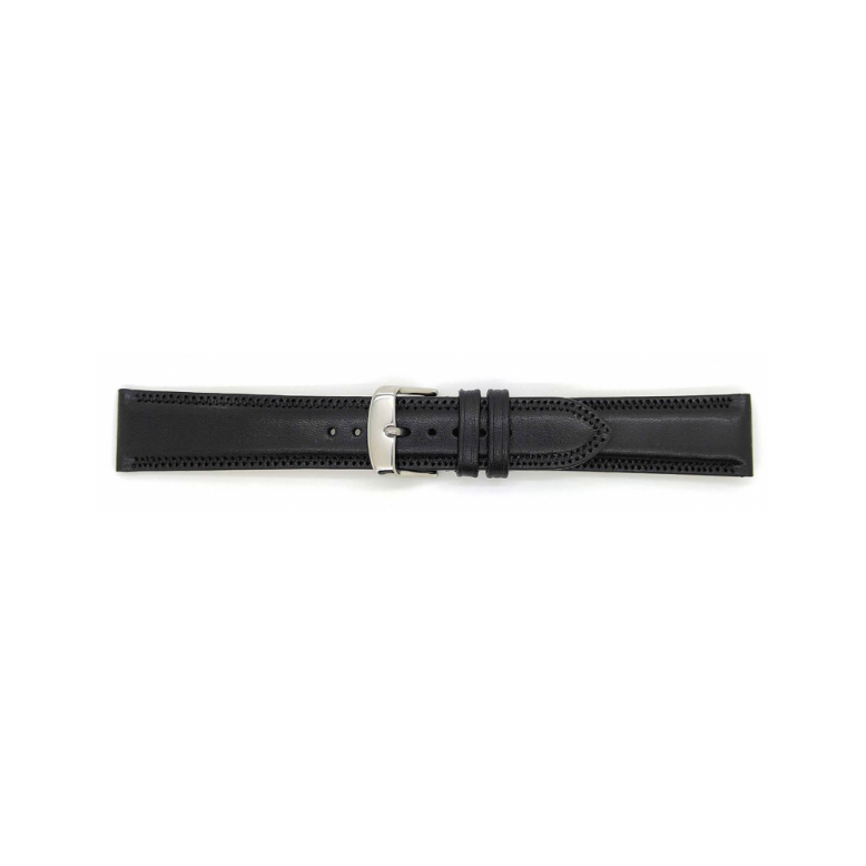 Vegtable Tanned leather watch strap with decorative Zig-Zag stitching, Remborded and padded with 5mm turn edge loops. Thickness descending from 4.5 to 3.2mm - 23003
