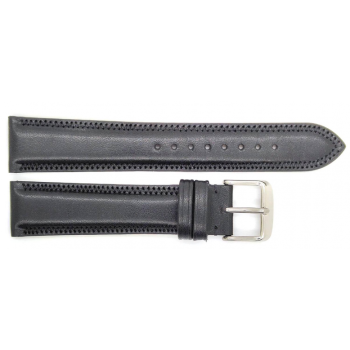 Vegtable Tanned leather watch strap with decorative Zig-Zag stitching, Remborded and padded with 5mm turn edge loops. Thickness descending from 4.5 to 3.2mm - 23003