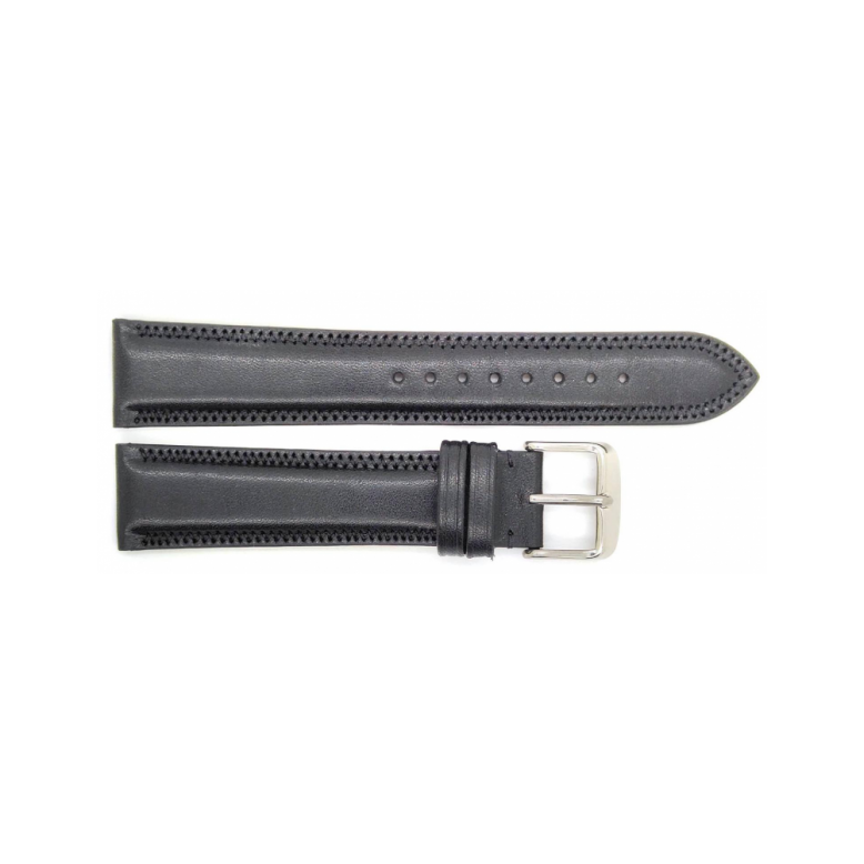 Vegtable Tanned leather watch strap with decorative Zig-Zag stitching, Remborded and padded with 5mm turn edge loops. Thickness descending from 4.5 to 3.2mm - 23003
