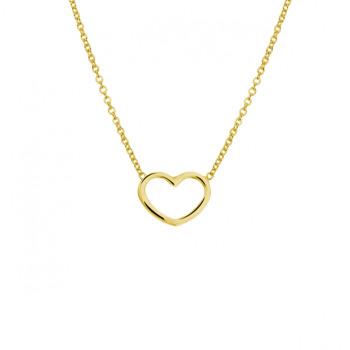 Collier, zilver verguld hart (41-45cm.) - 24568