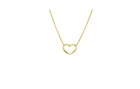 Collier, zilver verguld hart (41-45cm.) - 24568