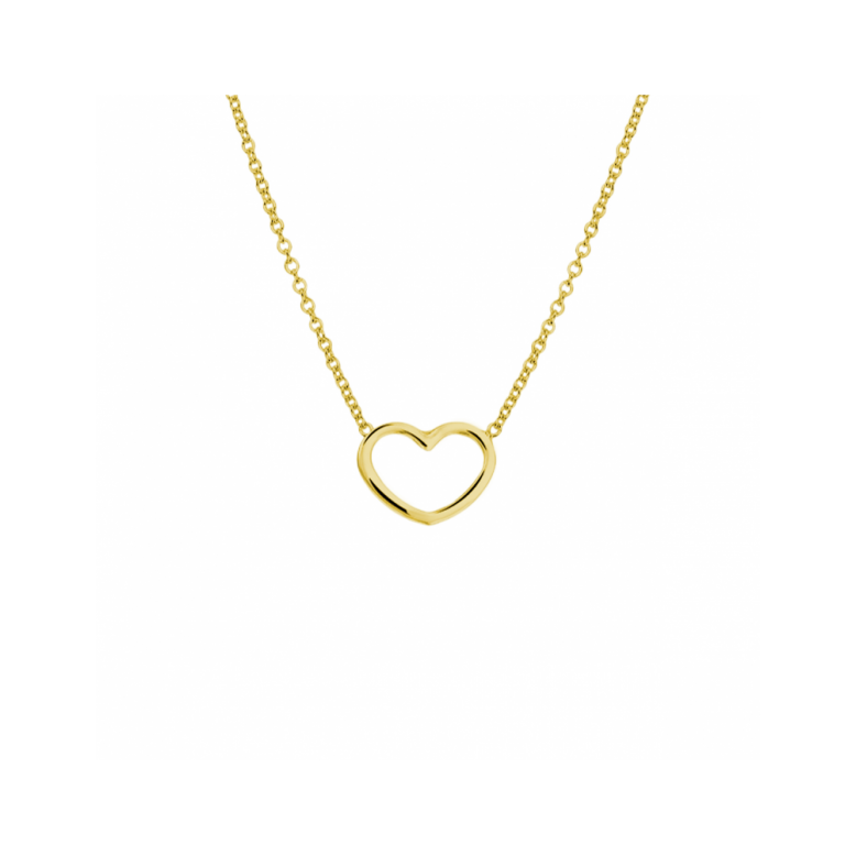 Collier, zilver verguld hart (41-45cm.) - 24568