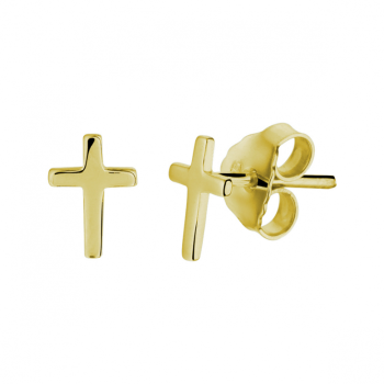 Oorknoppen, zilver verguld kruisje - 23291 Oorknoppen, zilver verguld kruisje - 23291