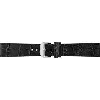 Vlakke of dunne alligatorafdruk, kalfsleer horlogeband met roestvrijstalen gesp en zachte nubuck voering. Zelfde als 46460 maar nu 4 mm aflopend. Geschikt voor vouwsluiting. - 23940