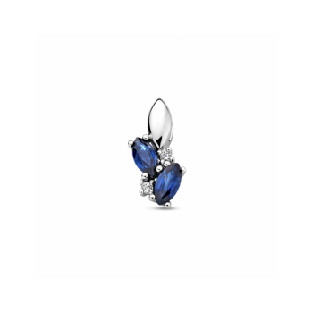 Hanger, 14krt.witgoud met saffier en diamant totaal 0.02ct h p1 13 mm - 24615
