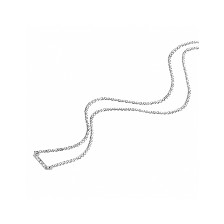 Collier, 14krt.witgoud met diamant totaal 0.04ct (lengte: 42-45 cm.) - 22728