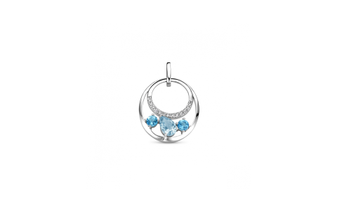 Hanger, zilver gerhodineerd met topaas - 24271