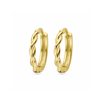 Oorringen, zilver verguld gedraaide buis (13x2mm.) - 24785