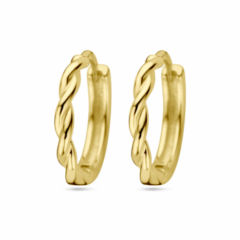 Oorringen, zilver verguld gedraaide buis (13x2mm.) - 24785