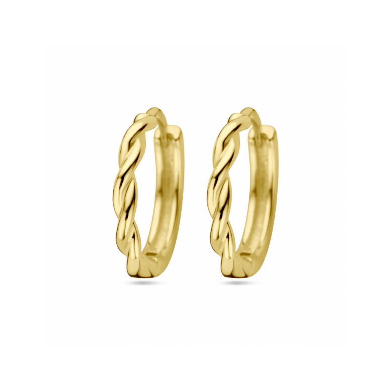 Oorringen, zilver verguld gedraaide buis (13x2mm.) - 24785