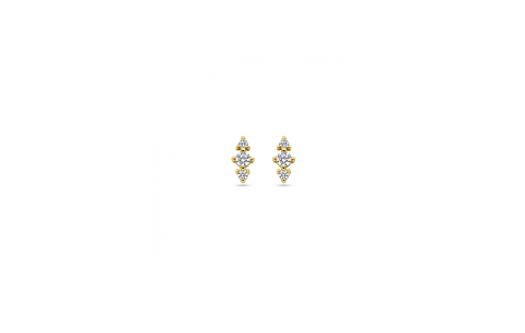 Oorknoppen, zilver verguld met zirkonia - 24569