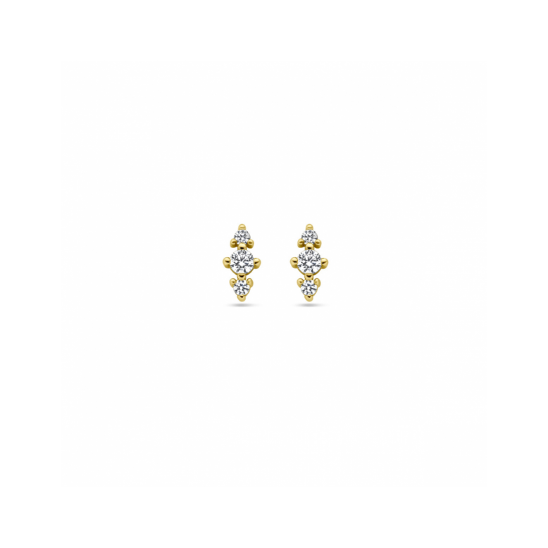 Oorknoppen, zilver verguld met zirkonia - 24569