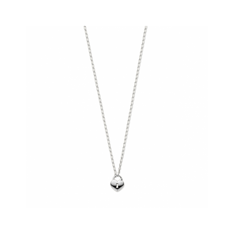 Collier, zilver gerhodineerd slotje (lengte: 41-45cm.) - 22757