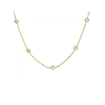 Collier, zilver verguld met zirkonia (40-43cm.) - 23394 Collier, zilver verguld met zirkonia (40-43cm.) - 23394