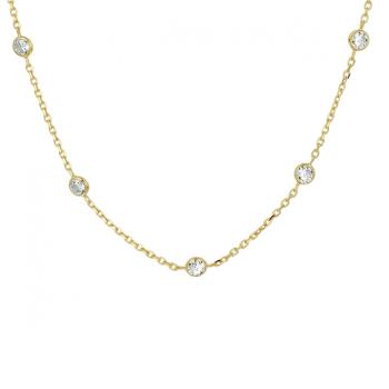 Collier, zilver verguld met zirkonia (40-43cm.) - 23394 Collier, zilver verguld met zirkonia (40-43cm.) - 23394