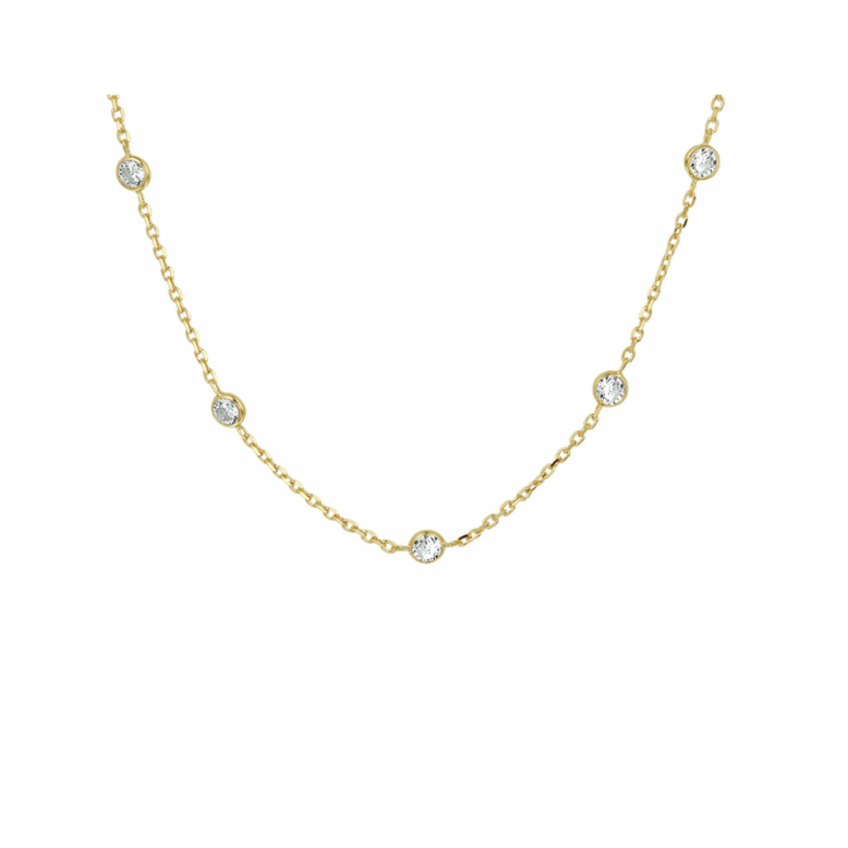 Collier, zilver verguld met zirkonia (40-43cm.) - 23394