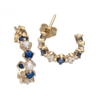 SWING Jewels Oorstekers, 14krt.goud met wit en blauw zirconia (10x3,5mm.) - 23065