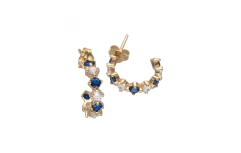 SWING Jewels Oorstekers, 14krt.goud met wit en blauw zirconia (10x3,5mm.) - 23065