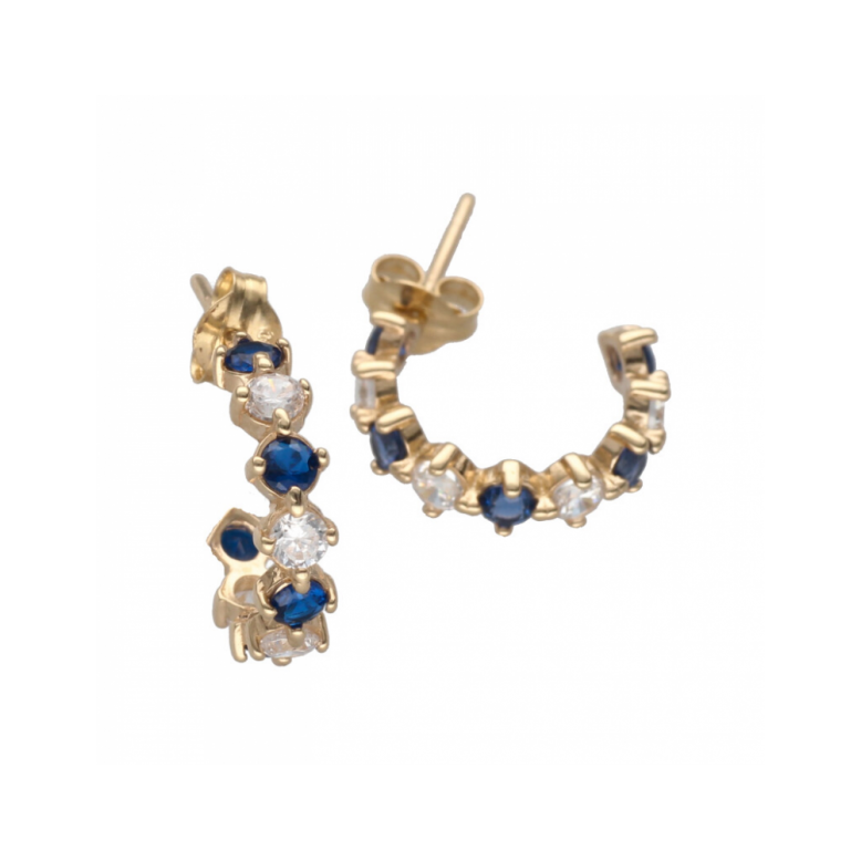 SWING Jewels Oorstekers, 14krt.goud met wit en blauw zirconia (10x3,5mm.) - 23065