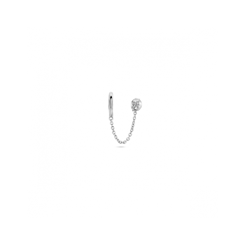 Oorsieraad, zilver klapoorring met oorknop zirkonia PER STUK - 23910