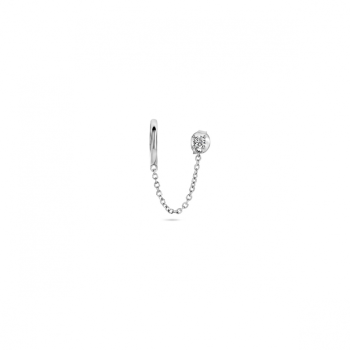 Oorsieraad, zilver klapoorring met oorknop zirkonia PER STUK - 23910