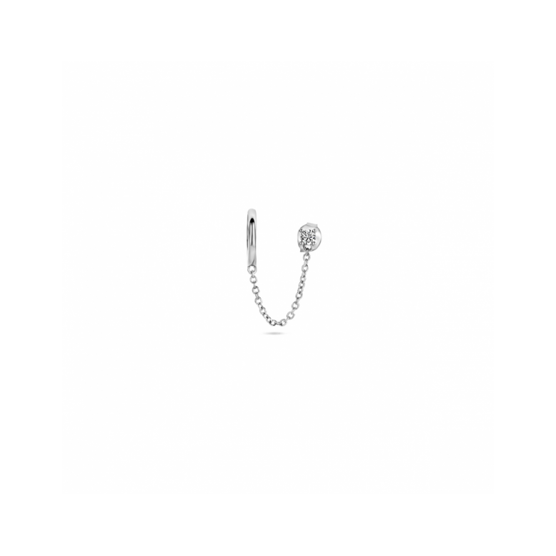Oorsieraad, zilver klapoorring met oorknop zirkonia PER STUK - 23910