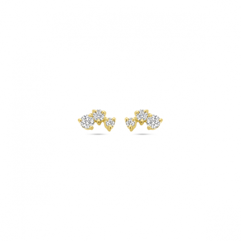 Oorknoppen, zilver verguld met zirkonia 1 micron - 23651
