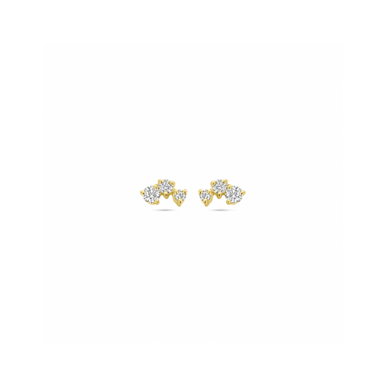 Oorknoppen, zilver verguld met zirkonia 1 micron - 23651