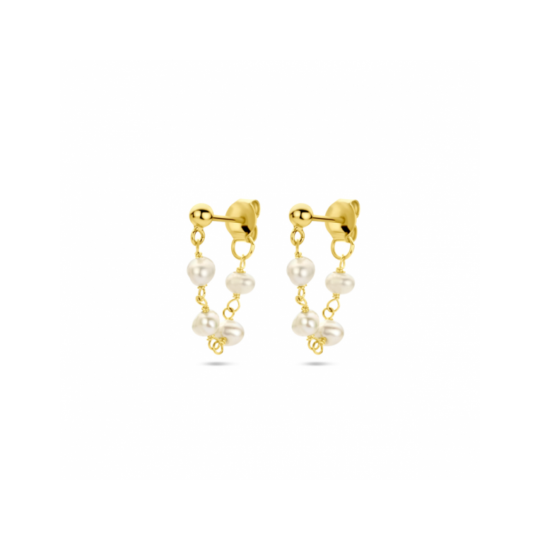 Oorhangers, zilver verguld met zoetwaterparel - 23188