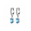 Oorringen, zilver gerhodineerd blauw en wit zirkonia (11x2mm.) - 24286