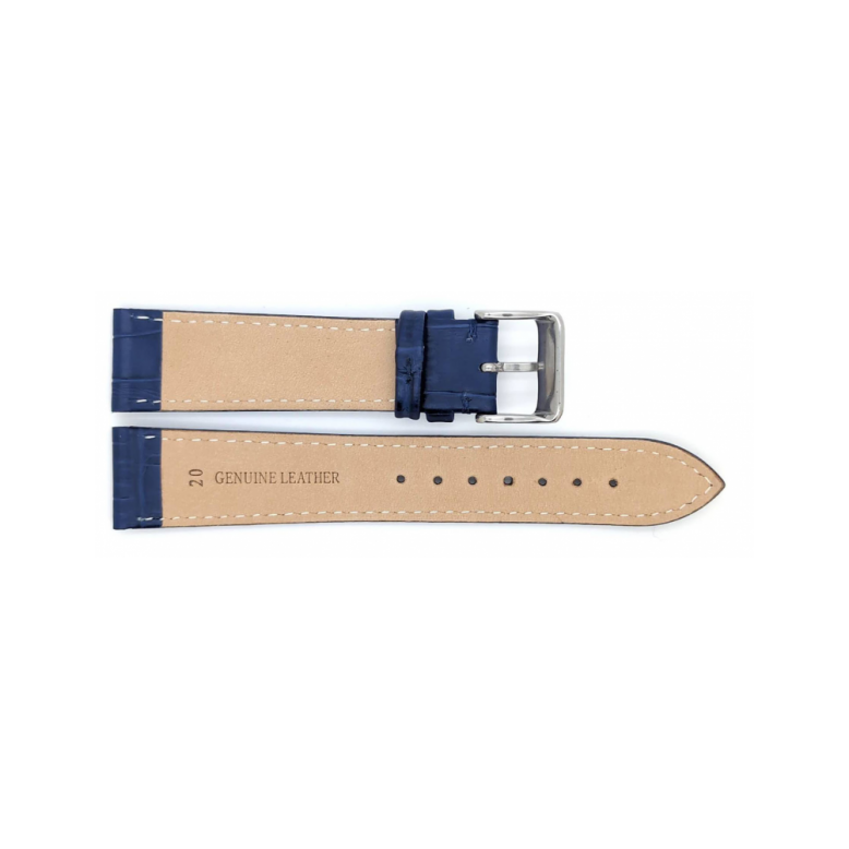 Horlogeband 20mm Blauw Krokodillenprint - 23934