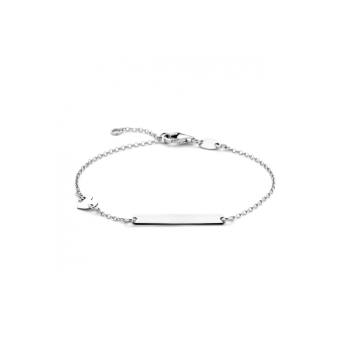 Graveerarmband, zilver gerhodineerd met hart (16-18 cm.) - 23392