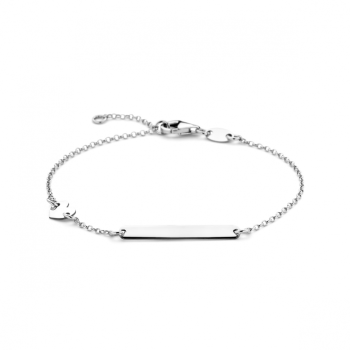 Graveerarmband, zilver gerhodineerd met hart (16-18 cm.) - 23392 Graveerarmband, zilver gerhodineerd met hart (16-18 cm.) - 23392