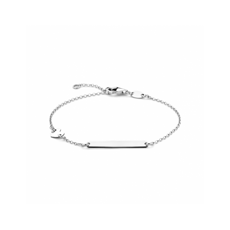 Graveerarmband, zilver gerhodineerd met hart (16-18 cm.) - 23392