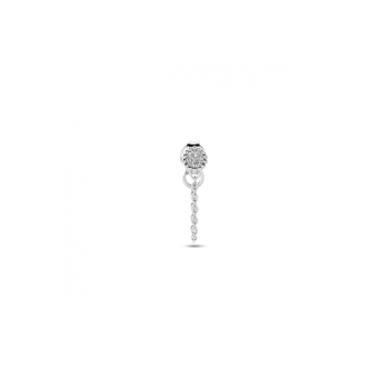 Oorhanger, zilver gerhodineerd met zirkonia > per stuk !!! - 23186