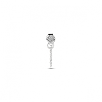 Oorhanger, zilver gerhodineerd met zirkonia > per stuk !!! - 23186